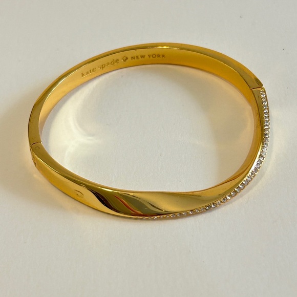 Kate Spade New York Gold Tone Set in Crystal Stone Hinged Bangle Bracelet - Picture 2 of 10